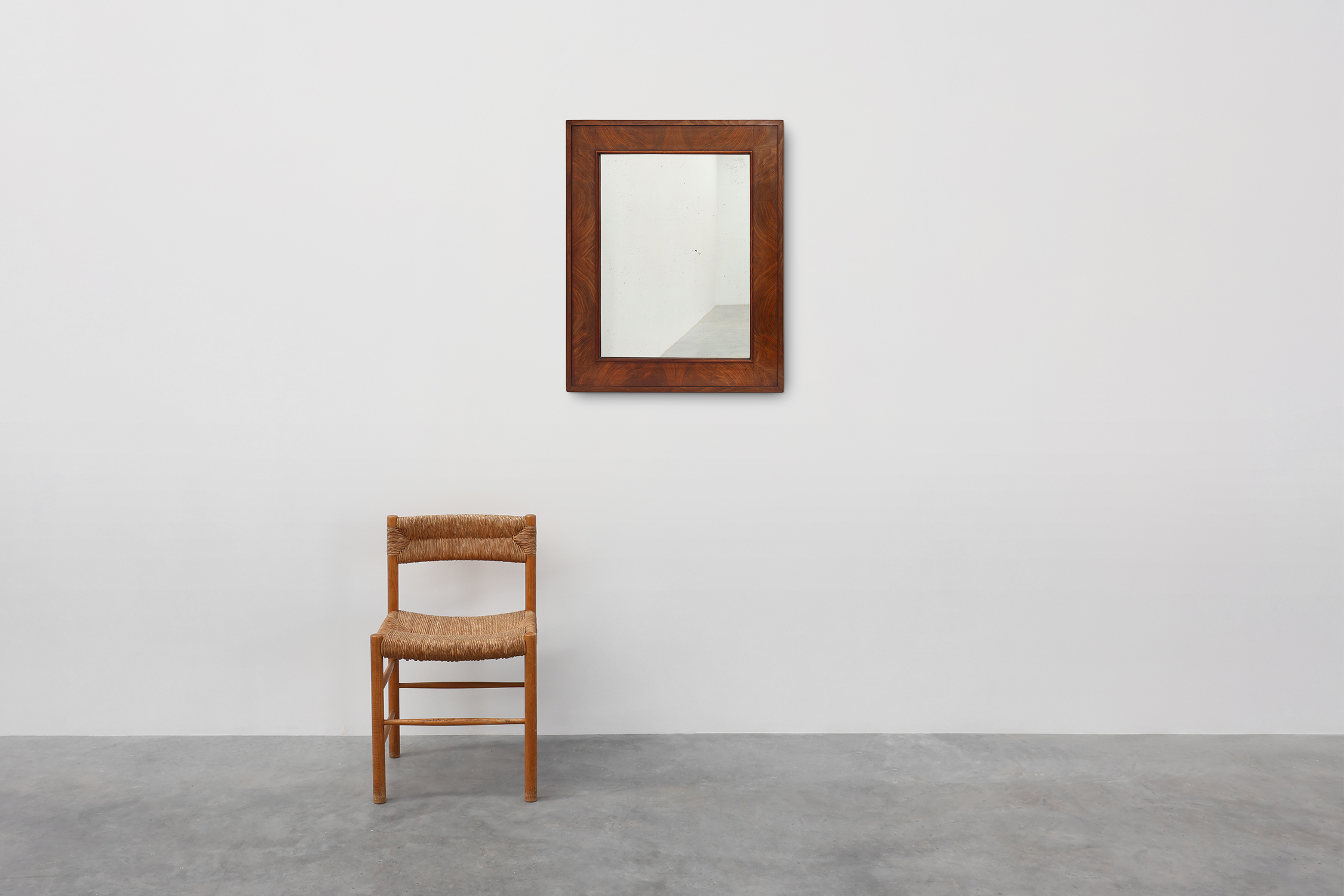Antique rectangular walnut wall mirror, France ca. 1880thumbnail